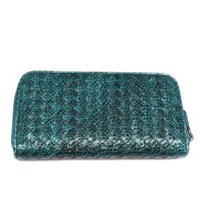 Bottega Veneta wallet zip Ayers around Green leather intrecciato